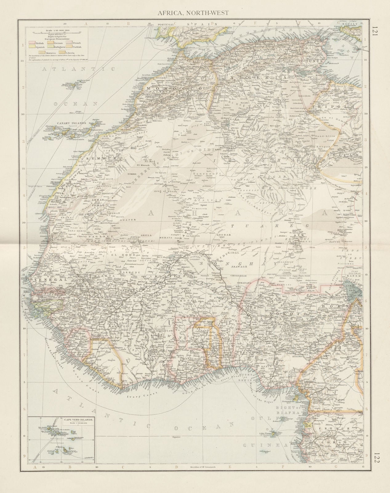 Colonial Africa North-West. British French. Nigeria Sahara. THE TIMES 1900 map